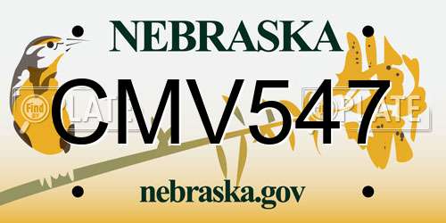 CMV547 Nebraska License Plate