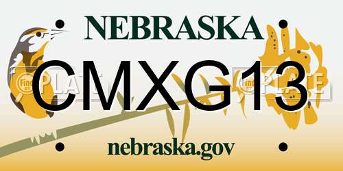 CMXG13 Nebraska License Plate
