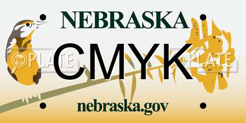 CMYK Nebraska License Plate