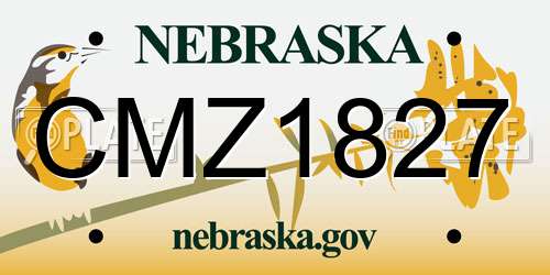 CMZ1827 Nebraska License Plate