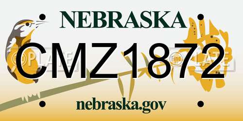 CMZ1872 Nebraska License Plate