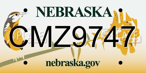 CMZ9747 Nebraska License Plate