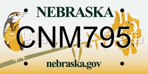 CNM795 Nebraska License Plate
