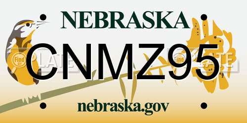 CNMZ95 Nebraska License Plate