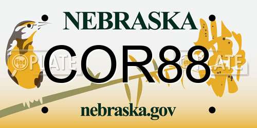 COR88 Nebraska License Plate