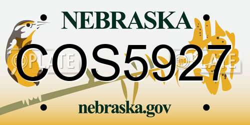 COS5927 Nebraska License Plate