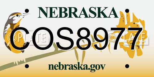 COS8977 Nebraska License Plate