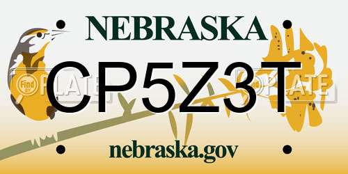 CP5Z3T Nebraska License Plate