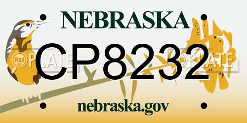 CP8232 Nebraska License Plate