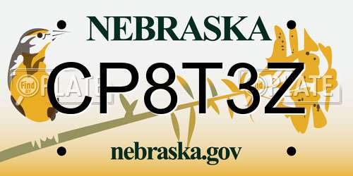 CP8T3Z Nebraska License Plate
