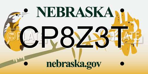 CP8Z3T Nebraska License Plate