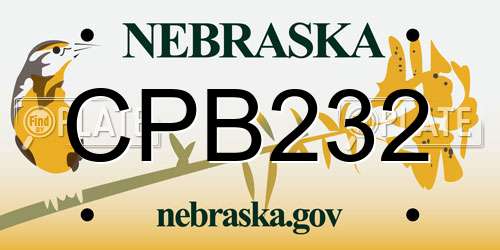 CPB232 Nebraska License Plate