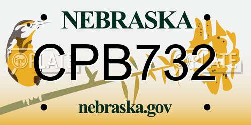 CPB732 Nebraska License Plate