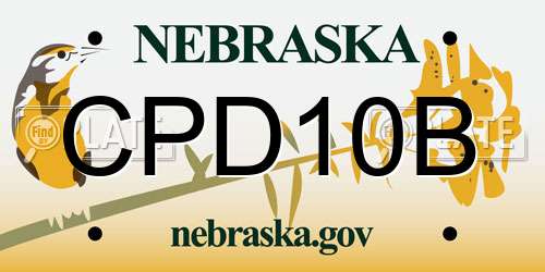 CPD10B Nebraska License Plate