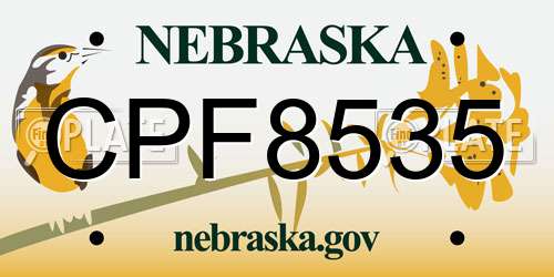 CPF8535 Nebraska License Plate