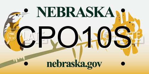 CPO10S Nebraska License Plate