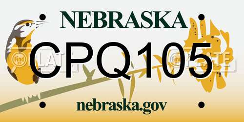 CPQ105 Nebraska License Plate