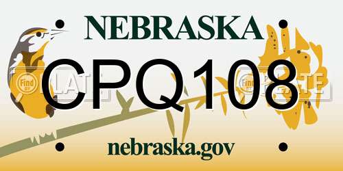 CPQ108 Nebraska License Plate