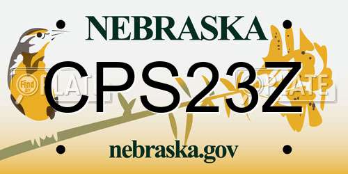 CPS23Z Nebraska License Plate