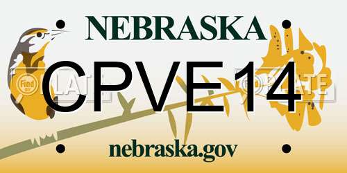 CPVE14 Nebraska License Plate