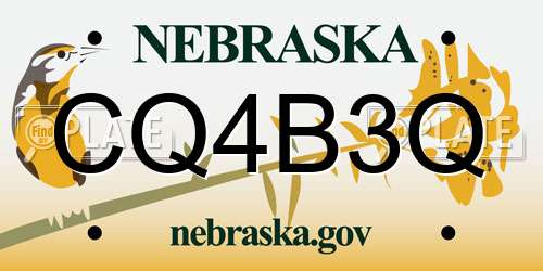 CQ4B3Q Nebraska License Plate