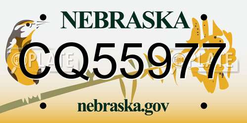 CQ55977 Nebraska License Plate
