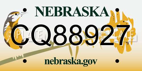 CQ88927 Nebraska License Plate
