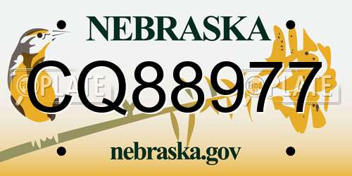 CQ88977 Nebraska License Plate