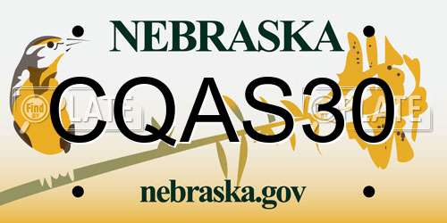 CQAS30 Nebraska License Plate