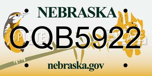 CQB5922 Nebraska License Plate