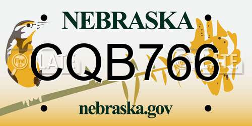 CQB766 Nebraska License Plate