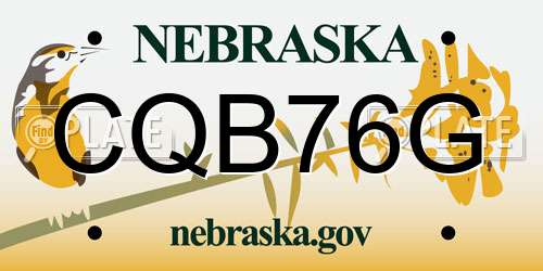 CQB76G Nebraska License Plate