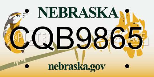 CQB9865 Nebraska License Plate