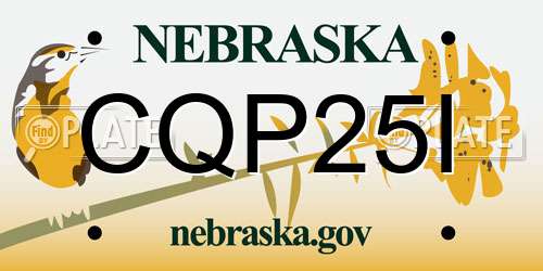 CQP25I Nebraska License Plate