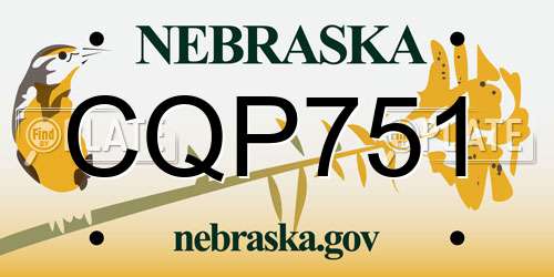 CQP751 Nebraska License Plate