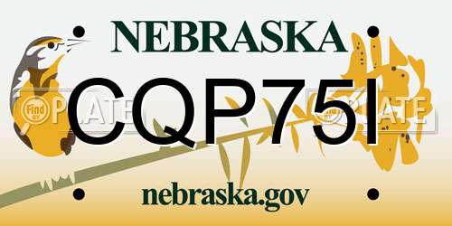 CQP75I Nebraska License Plate