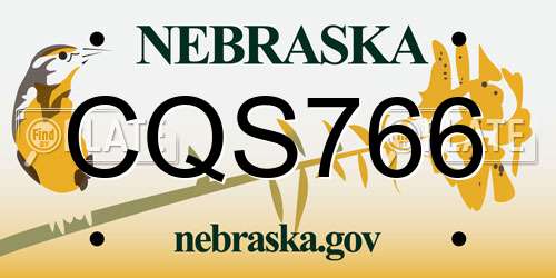CQS766 Nebraska License Plate