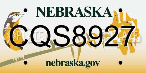 CQS8927 Nebraska License Plate