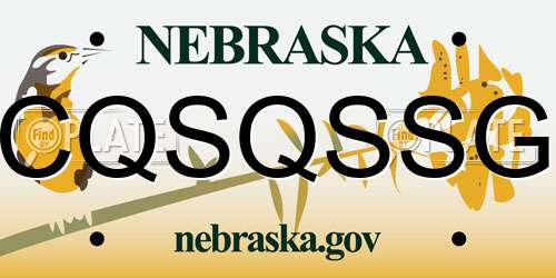 CQSQSSG Nebraska License Plate