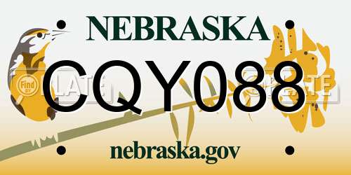 CQY088 Nebraska License Plate