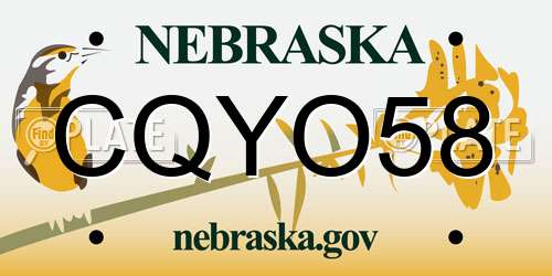 CQYO58 Nebraska License Plate
