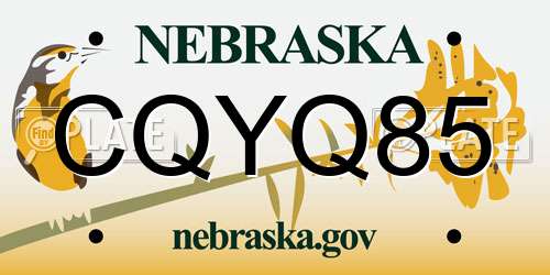 CQYQ85 Nebraska License Plate