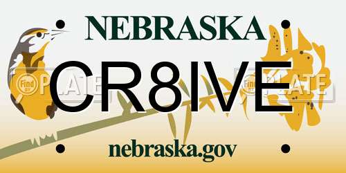 CR8IVE Nebraska License Plate