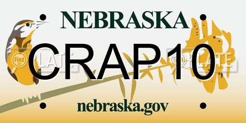 CRAP10 Nebraska License Plate
