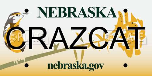 CRAZCAT Nebraska License Plate