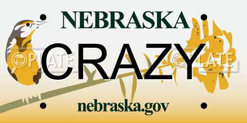 CRAZY Nebraska License Plate