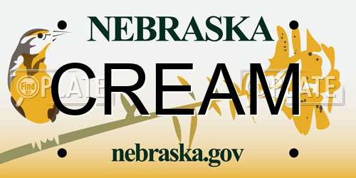 CREAM Nebraska License Plate
