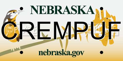 CREMPUF Nebraska License Plate