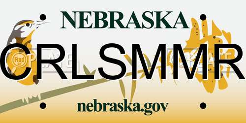 CRLSMMR Nebraska License Plate