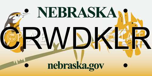CRWDKLR Nebraska License Plate